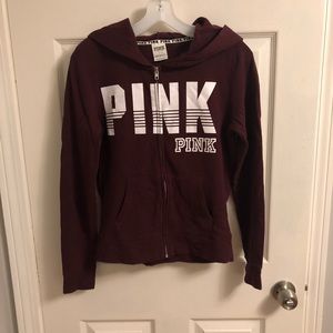 Zip up maroon Victoria secret pink sweater